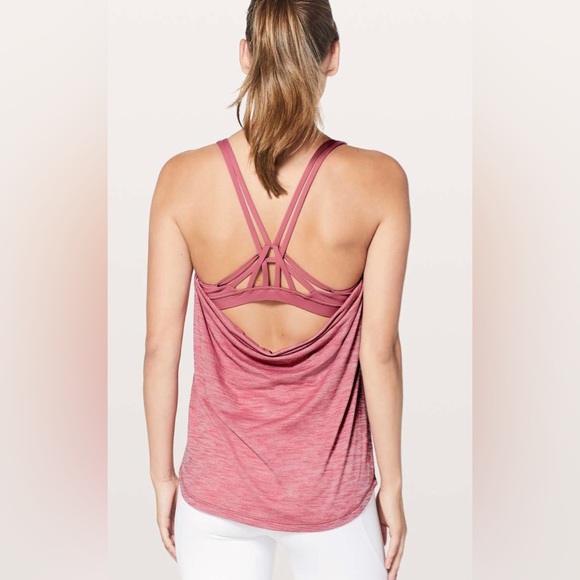 Lululemon Movement To Movement 2 in 1 Tank Top Heathered Pink Color Size 8 - Picture 10 of 13